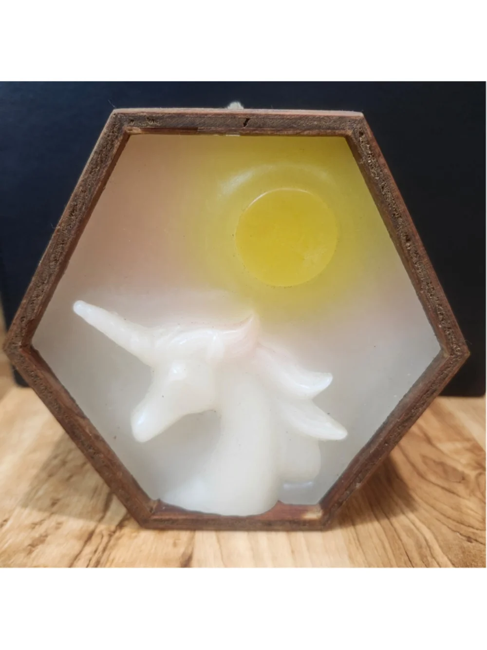 Vintage Y2K Unicorn Candle in Wooden Holder Wick N Stick